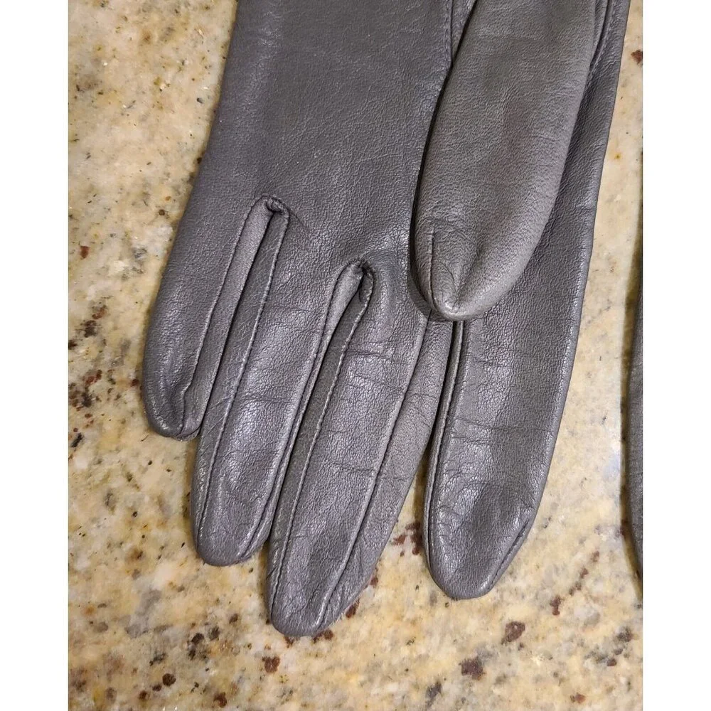 Vintage Size S 6.5 Gray Leather Lined 8